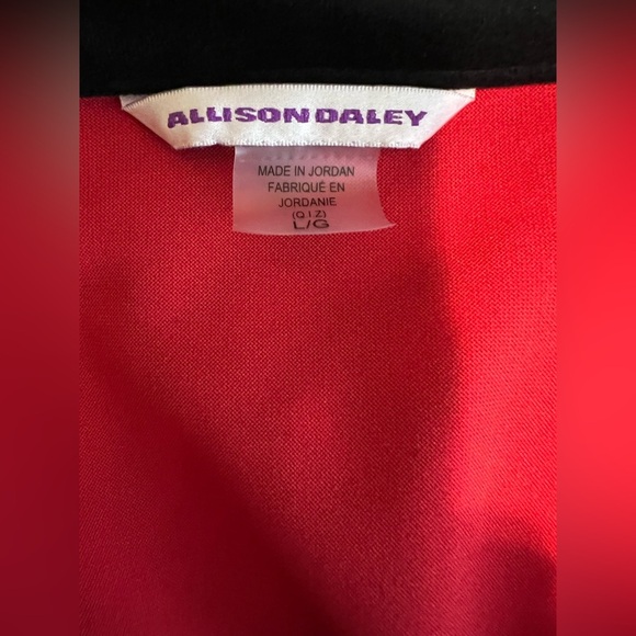 Allison Daley Red & Black Floral/Animal Print Jacket Women’s Size L Zip Front - Picture 5 of 8